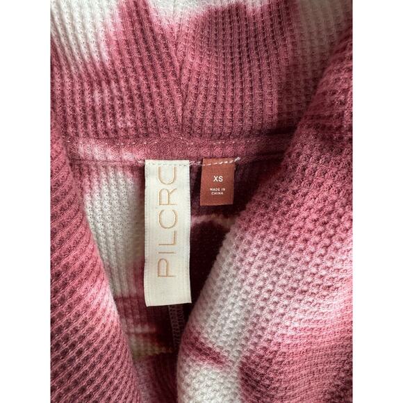 Pilcro Anthropologie Women's Tie Dye Pink Angie Cowl Neck Waffle Knit Thermal XS - Picture 4 of 6